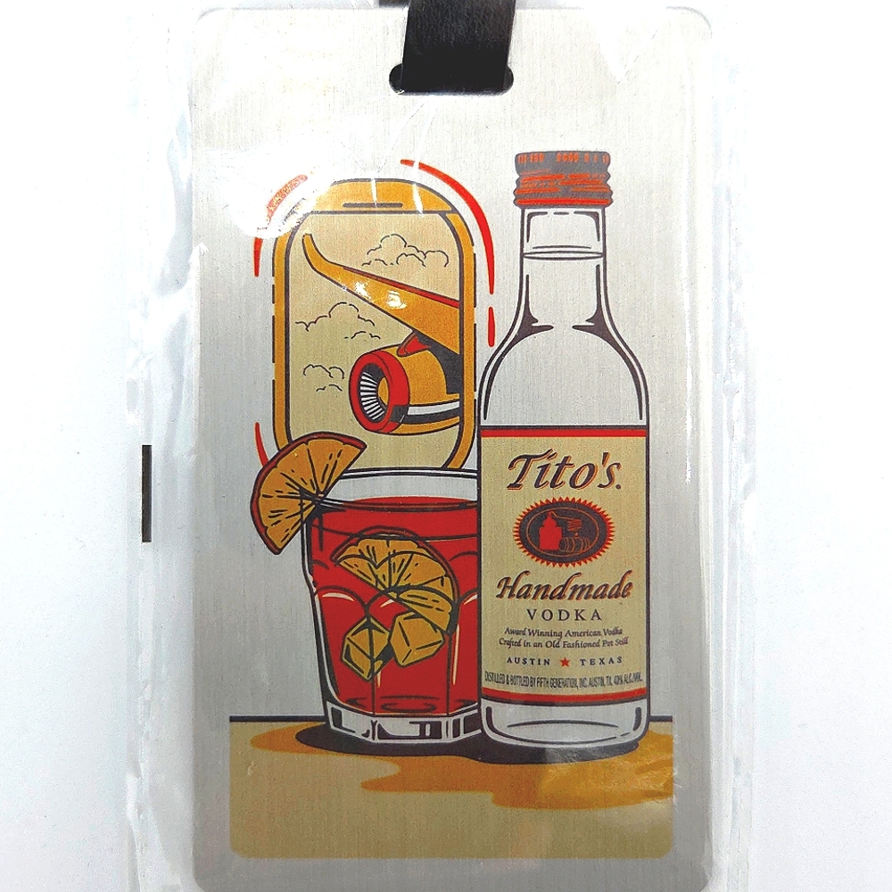 Tito's Vodka Metal And Leather Luggage Tag